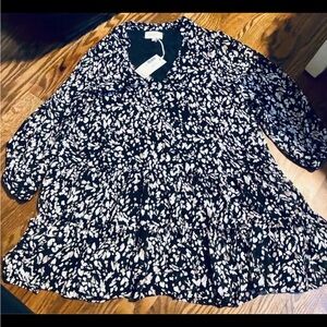 MELLODAY Black and White Floral Blouse